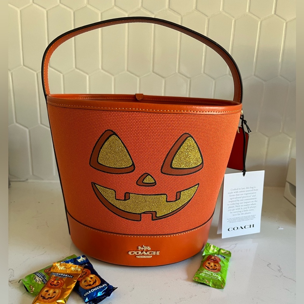 Coach Halloween Orange Bucket Bag